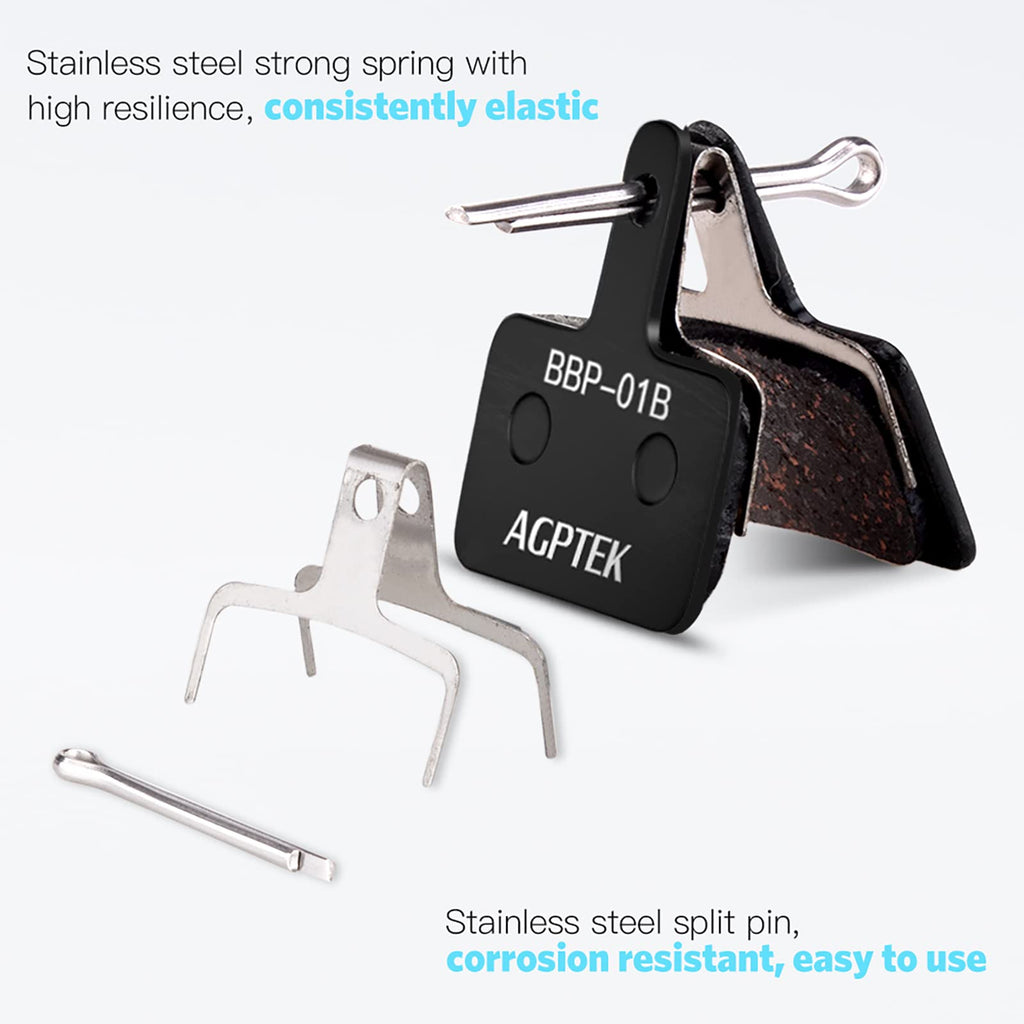 Agptek Bike Brake Pads, High-Performance Brake Pads, Disc Brake Pads & Spring (Semi-Metallic) For Mountain Bike Disc Brakes, 4 P