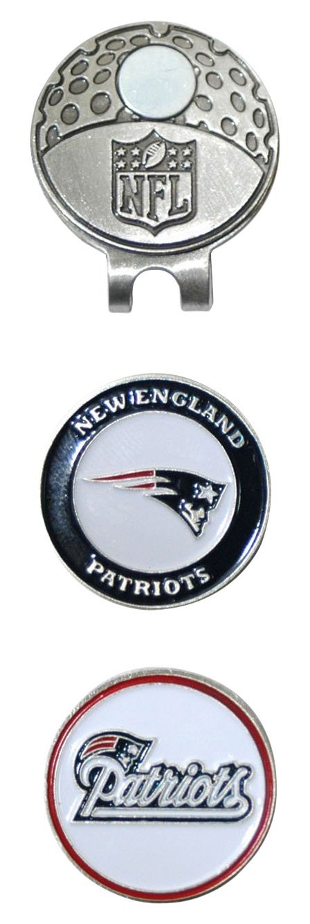 Team Golf Nfl New England Patriots Cap Clip With 2 Golf Ball Markers Golf Cap Clip With 2 Removable Double-Sided Enamel Magnetic