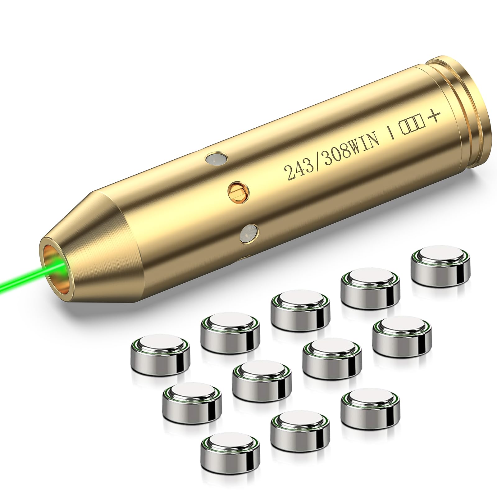 MidTen Green Laser Bore Sighter 243/308WIN Bore Sight Laser with 4 Sets of Batteries