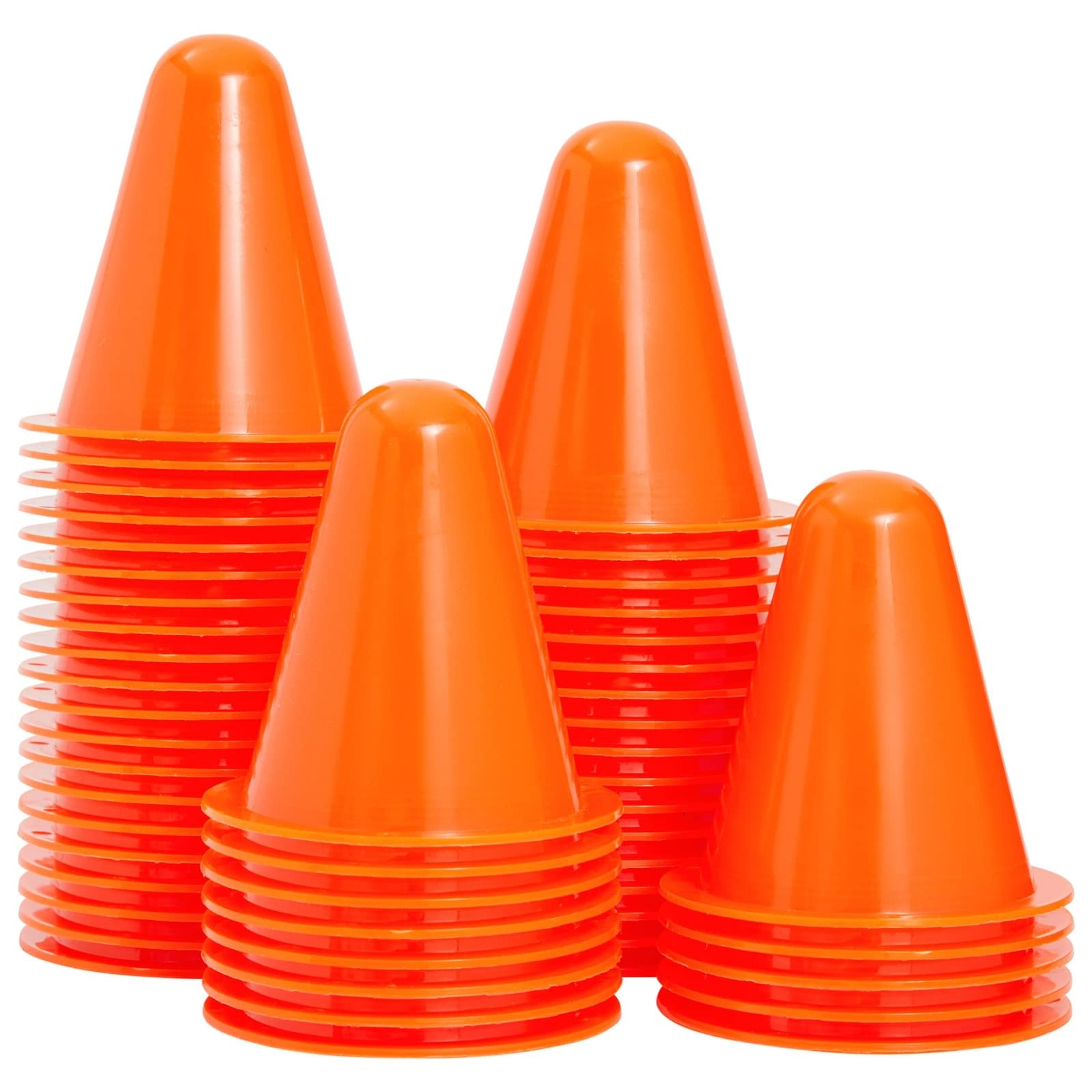 Juvale 50 Pack Mini Cones For Classroom, Small Sports Markers For Soccer, Playground (Orange, 3 In)
