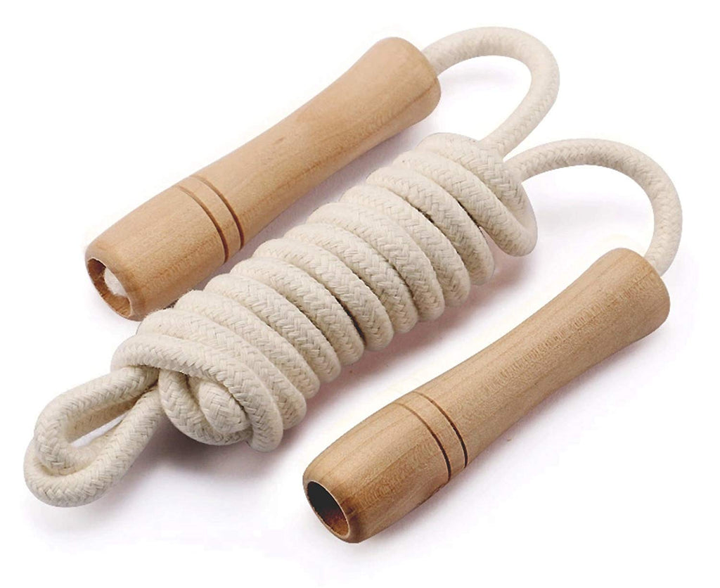Homello Jump Rope For Kids - Wooden Handle - Adjustable Cotton Braided Fitness Skipping Rope For Toddler Fitness Workout Exercis