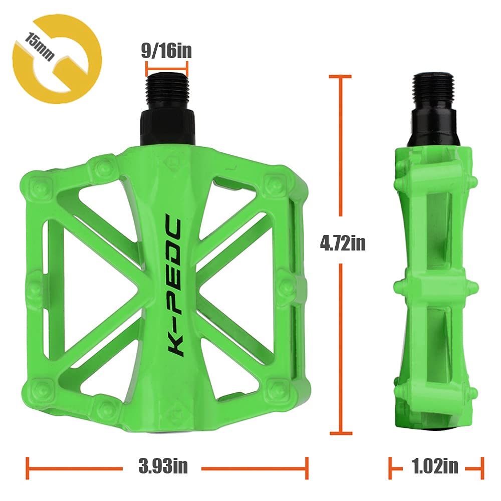 Boruizhen Aluminium Cnc Bike Platform Pedals Lightweight Road Cycling Bicycle Pedals For Mtb Bmx (Green)