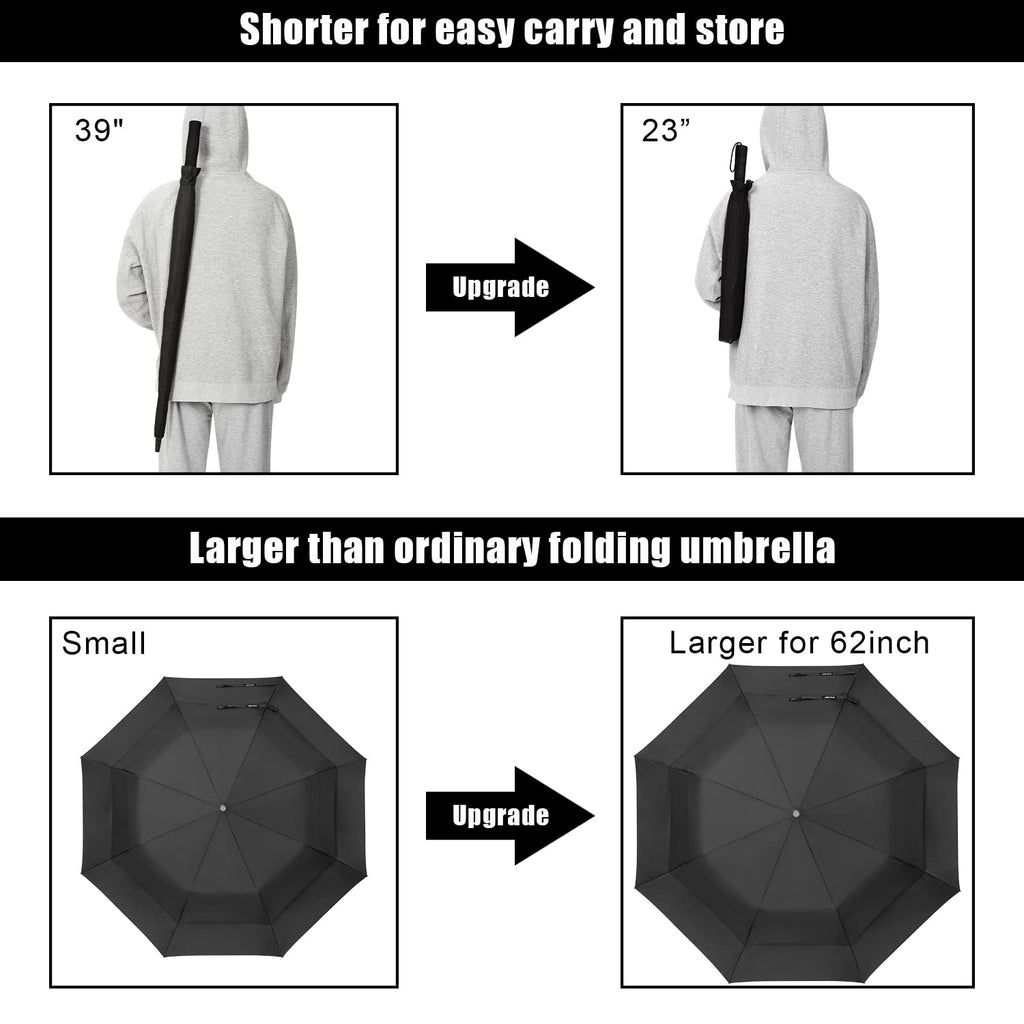 G4Free 62 Inch Portable Navy Golf Umbrella Automatic Open Large Oversize Vented Double Canopy Windproof Waterproof Sport Umbrell