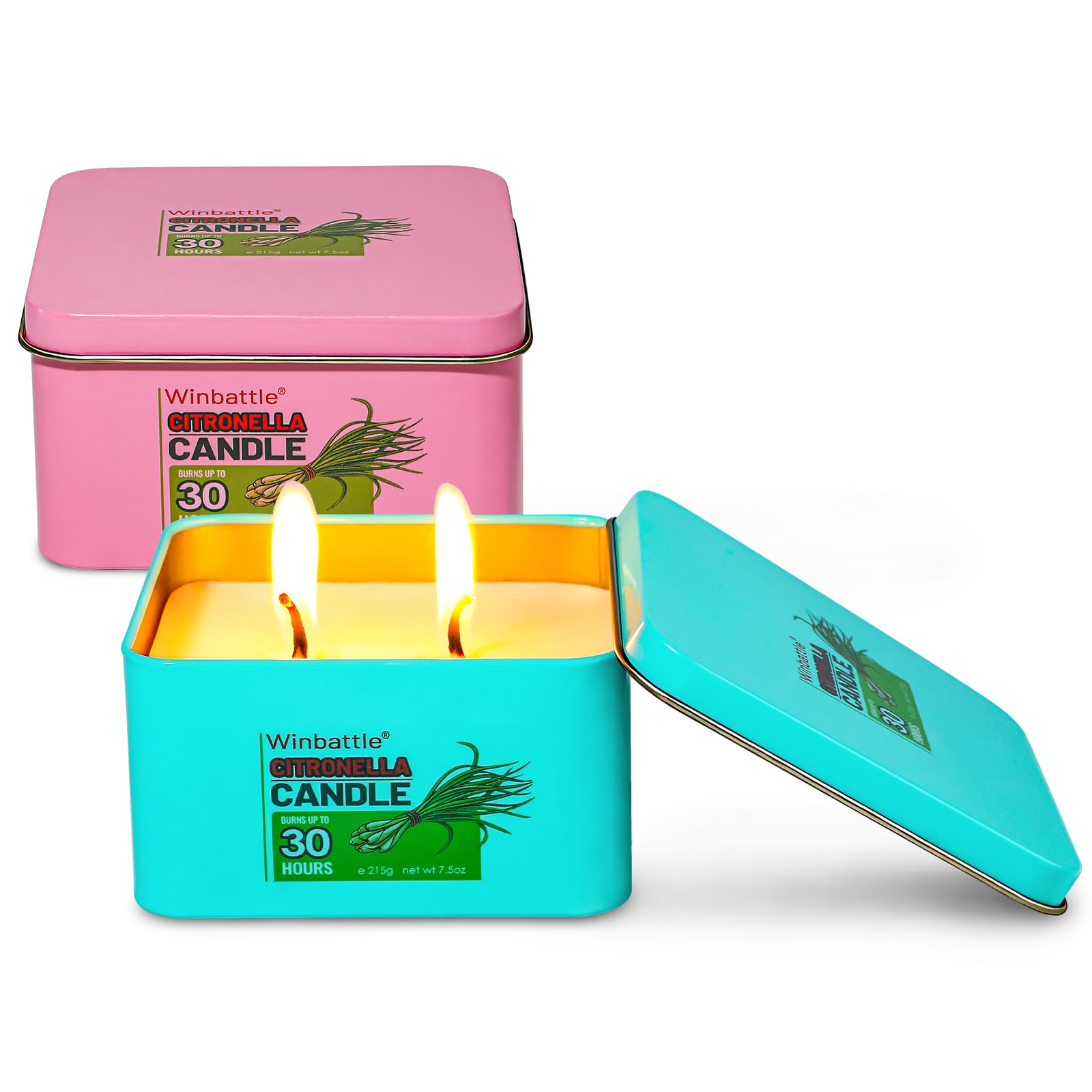 Winbattle Emergency Citronella Candles,2 Packs, Outdoor and Indoor,Natural Soy Wax Candle