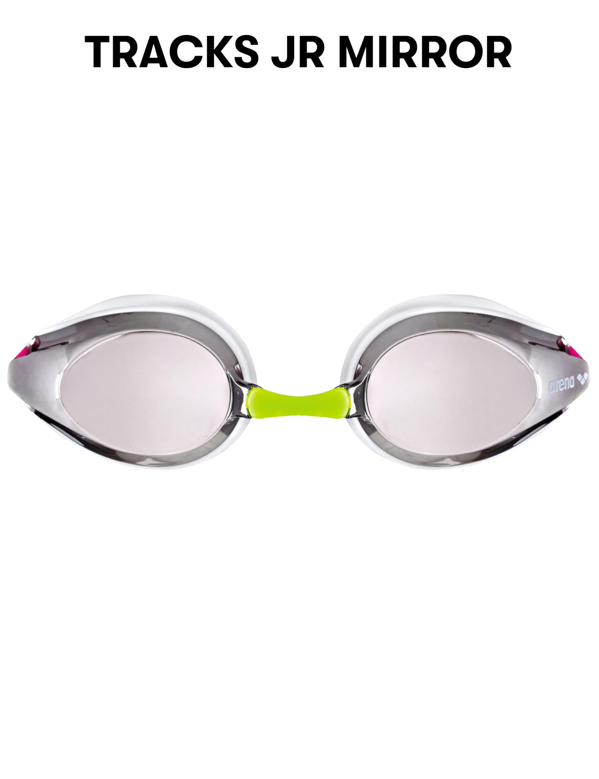 Arena Tracks Unisex Junior Youth Essential Racing Swim Goggles Kids Swimmers Young Racers 6-12 Anti-Fog Coated Mirror Lens, Silv