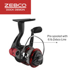 Zebco Dock Demon Spinning Reel And Fishing Rod Combo, 30-Inch 1-Piece Fiberglass Fishing Pole, Eva Rod Handle, Size 10 Reel, Pow