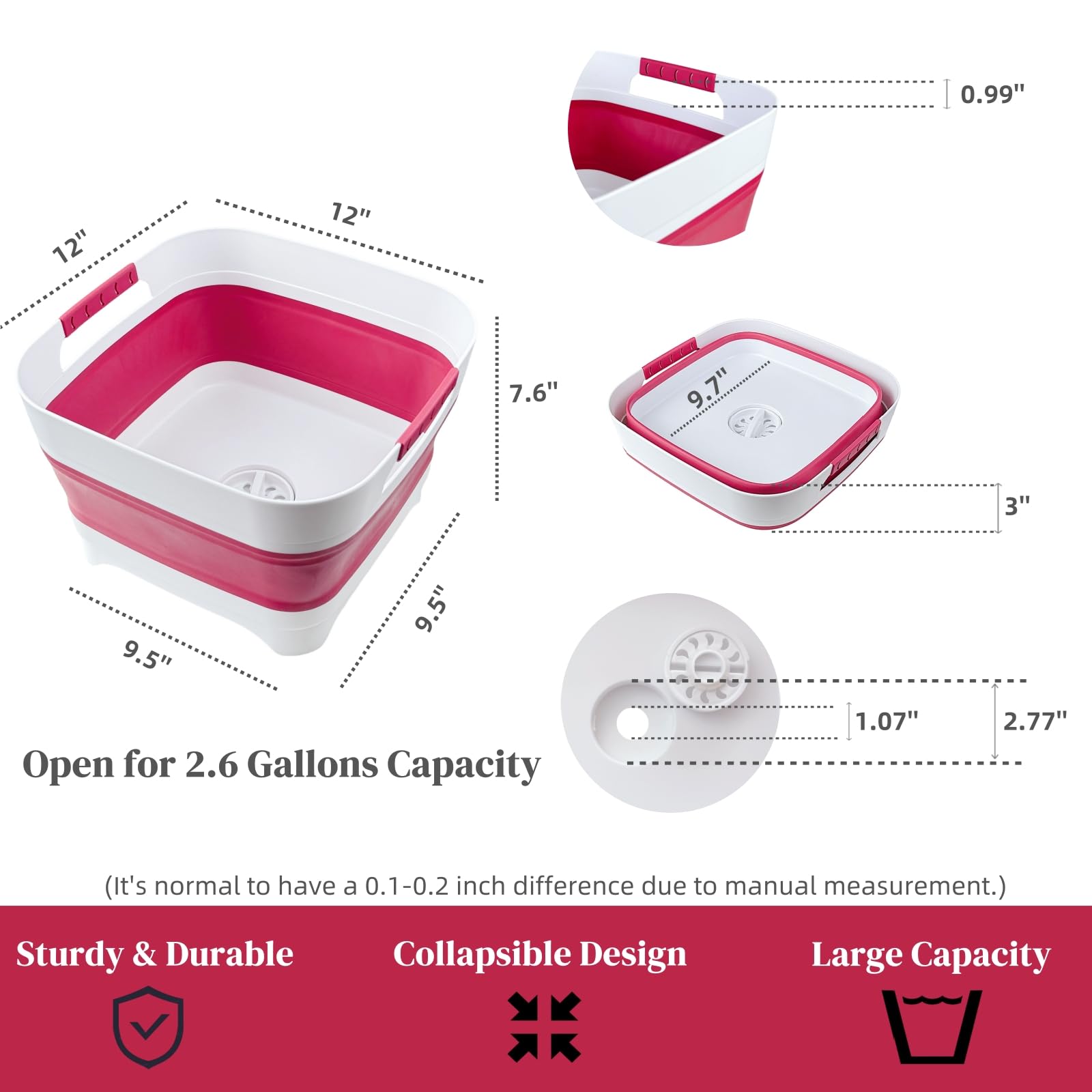 Gimwa Collapsible Dish Basin, Wash Basin For Baby Bottles, Foldable Wash Tub For Kitchen, Rv Camping Sink, Outdoor Kitchen, Stur