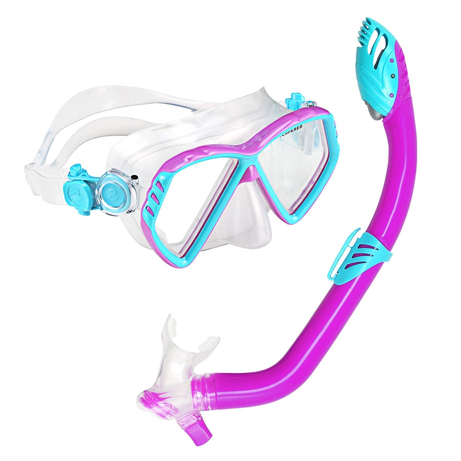 U.S. Divers Junior Regal Kids Swimming Mask and Dry Top Snorkel Youth Combo Set, Fun Purple,Pink