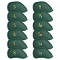 Craftsman Golf 12Pcs Thick Synthetic Leather Green Golf Iron Head Covers Set Headcover Fit All Brands Callaway Ping Taylormade C