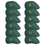 Craftsman Golf 12Pcs Thick Synthetic Leather Green Golf Iron Head Covers Set Headcover Fit All Brands Callaway Ping Taylormade C