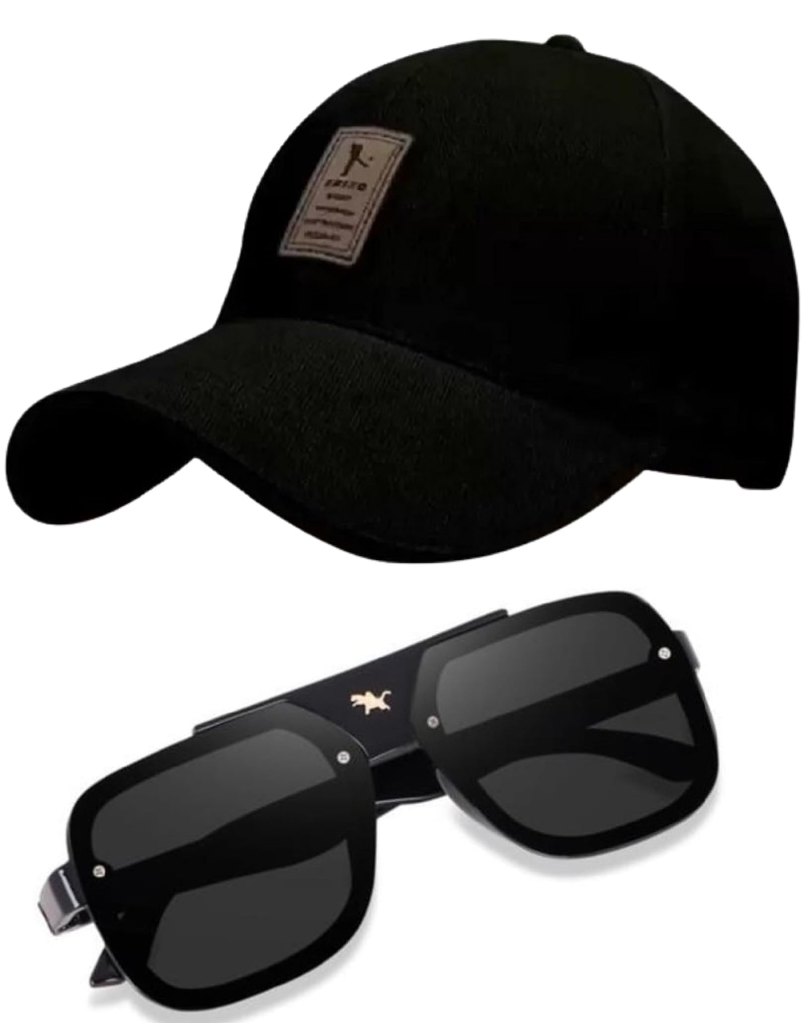 Fy Lane Adjustable Ediko Baseball Cap & [ Tr430R] Black Sunglass For Man & Women (Pack2) (Black)