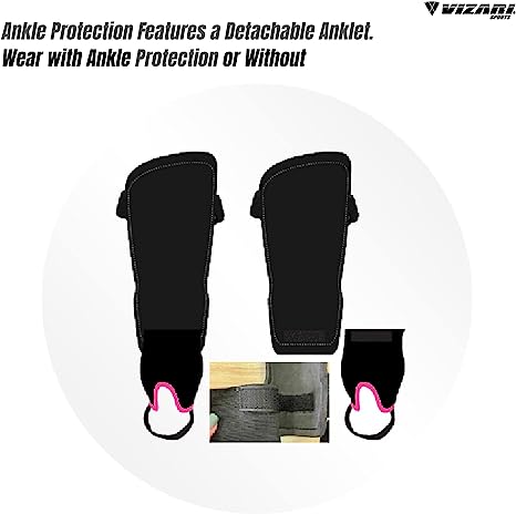 Zodiac Soccer Shin Guard with Detachable Ankle Protection-Red - Vizari Sports