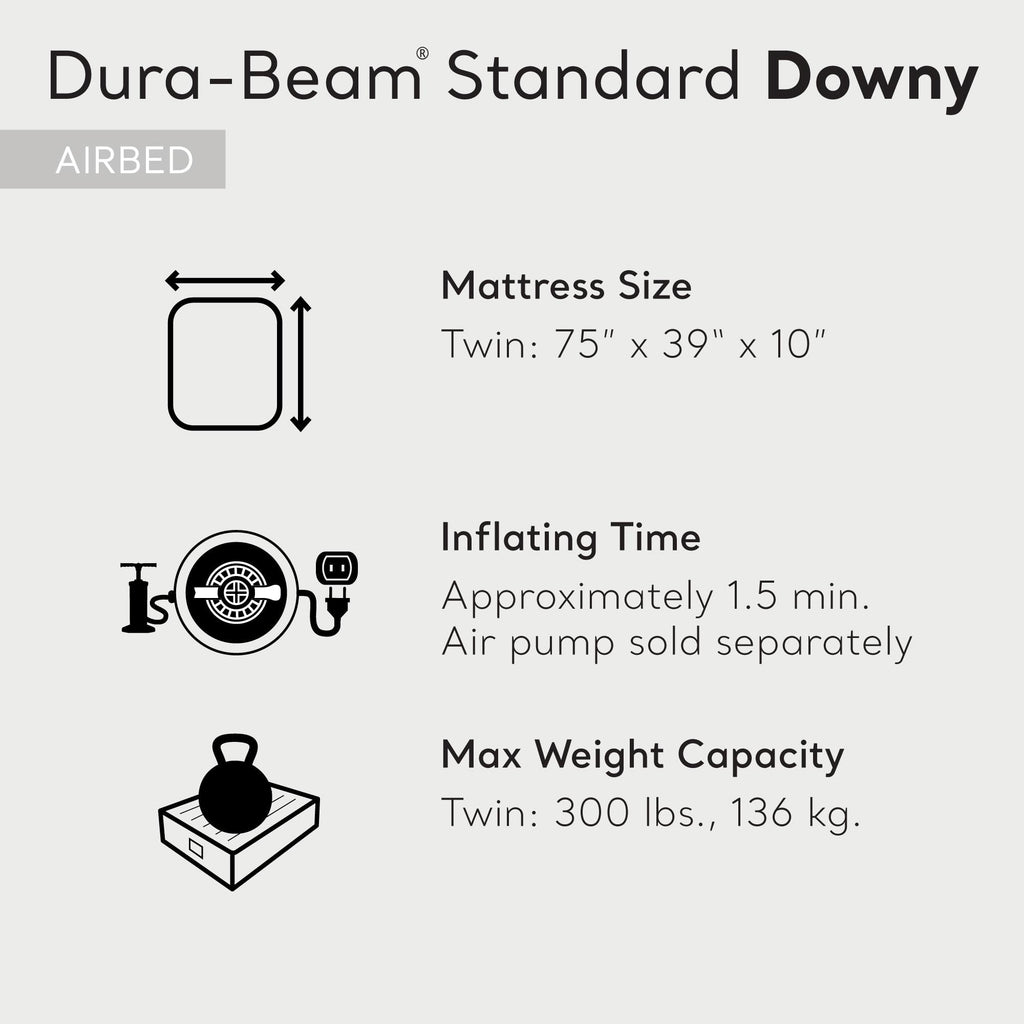 Intex 75 X 39 X 10 Inch Dura-Beam Fiber-Tech Vinyl Standard Downy Air Mattress With Plush Top And 2-In-1 Valve, Twin (Pump Not I