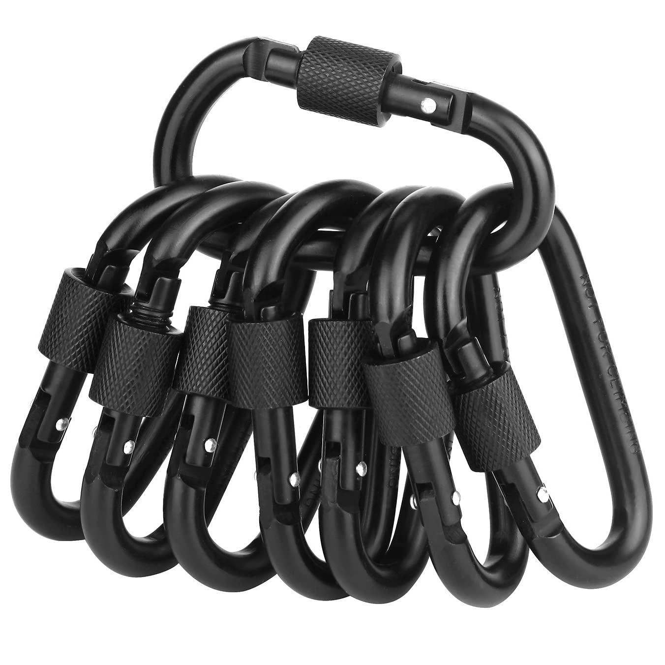 Locking Carabiner Clip, Vonpri Caribeaner Clips Black D Ring Spring Snap Key Chain Hook 3'' Screw Gate Hook Travel Aluminum Cara