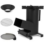 Onlyfire Outdoor Living 3-In-1 Camp Rocket Stove With 14.5 Cooking Grate, 18 Griddle And Cooktop, Portable Wood Burning Camping