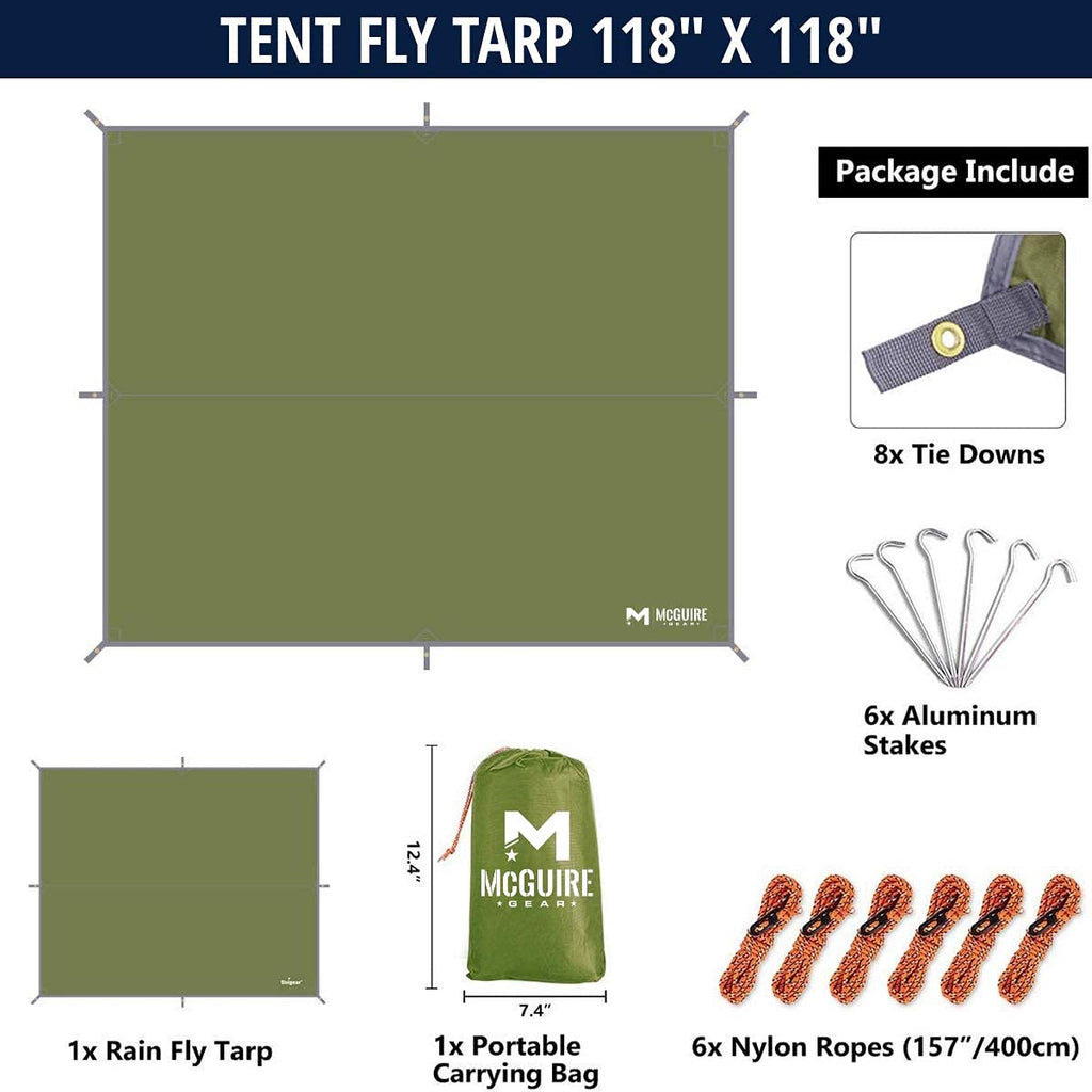 Lightweight Rain Fly Waterproof Tent, Ripstop Nylon Fabric, For Camping, Backpacking And Outdoor Adventure (Od Green)