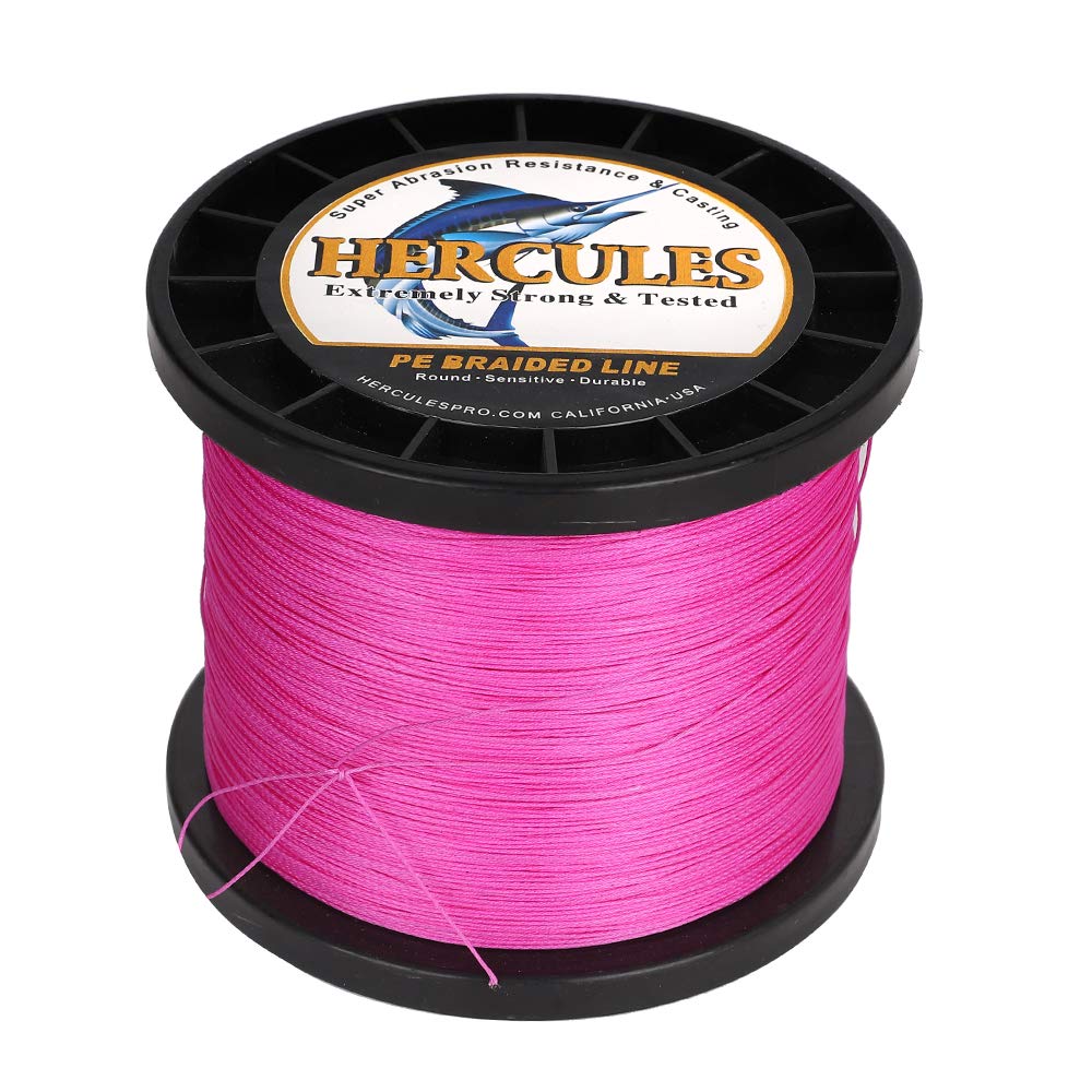 Hercules Braided Fishing Line 1500M 1640Yds 10Lbs-200Lbs Pe Superline 8 Strands (Pink 120Lb/54.5Kg 0.58Mm)