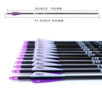 Tiger Archery 30Inch Carbon Arrow Practice Hunting Arrows With Removable Tips For Compound & Recurve Bow(Pack Of 12) (Purple Whi
