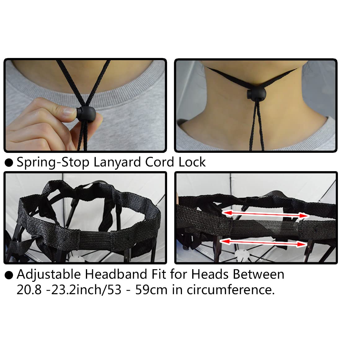 New-Vi Fishing Umbrella Hat Folding Adjustable Sun Rain Cap, 37.4   Oversize Hands Free Umbrellas, 7-Ribs Anti-Uv Waterproof Hea