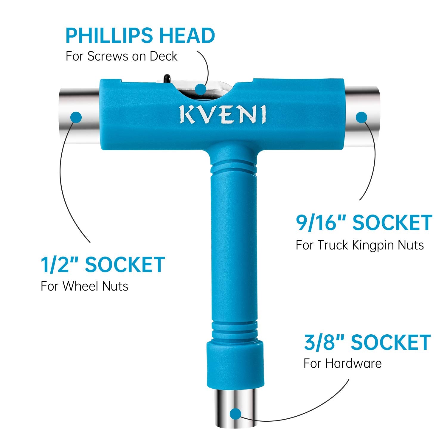Skate Tool All-In-One, Multi-Function Portable Skateboard T Tools Accessory - With T-Type Allen Key And L-Type Phillips Head Wre