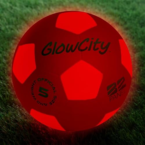 Light Up-Soccer Ball Size 5|Glow In The Dark|Official Size And Weight|Uses 2 Hi-Bright Led Lights|Perfect For A Night Match In T