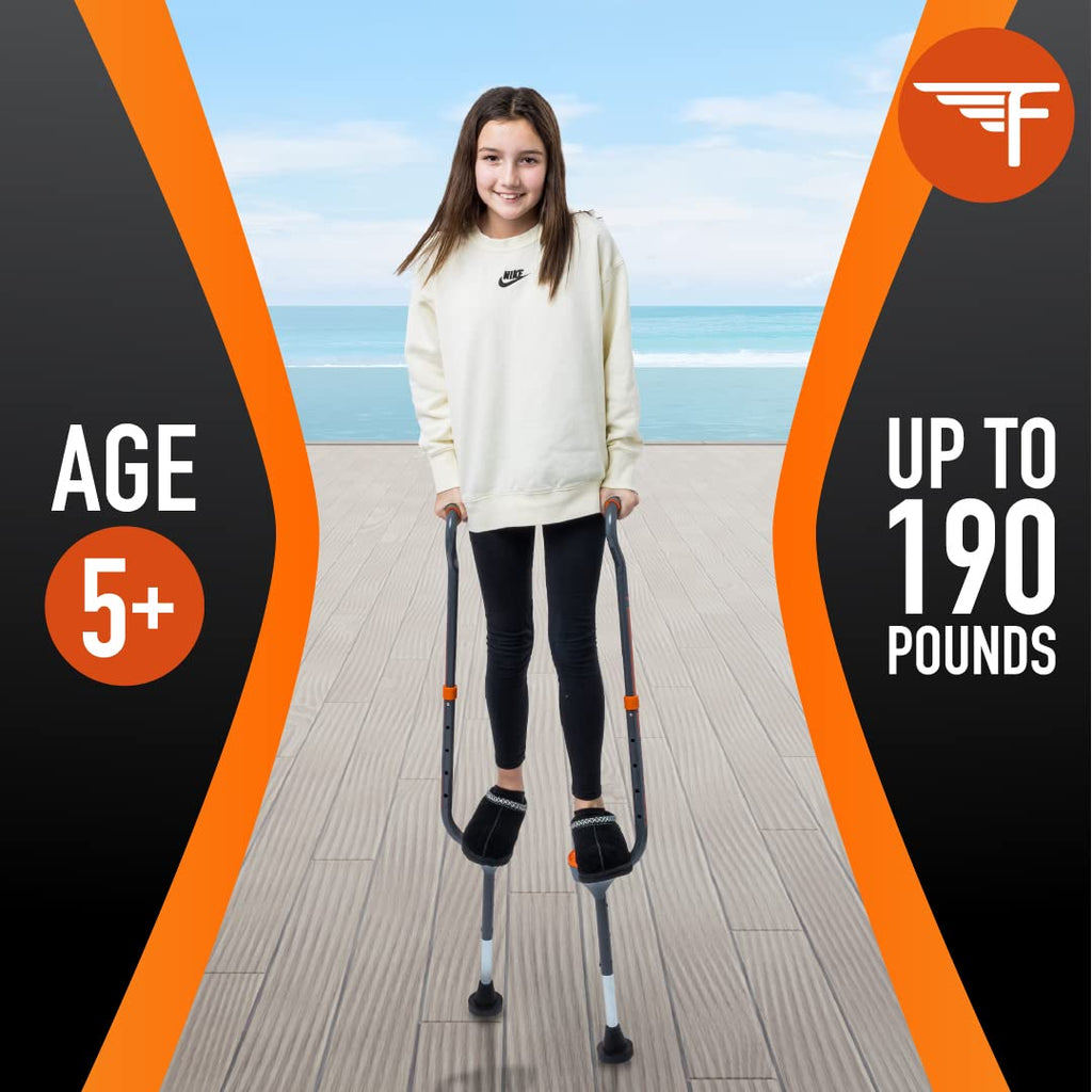 Flybar Maverick Walking Stilts for Kids - 5 Adjustable Heights, Sturdy, Easy Assembly, Wide Non-Slip Rubber Bottom Tip, Foam Gri