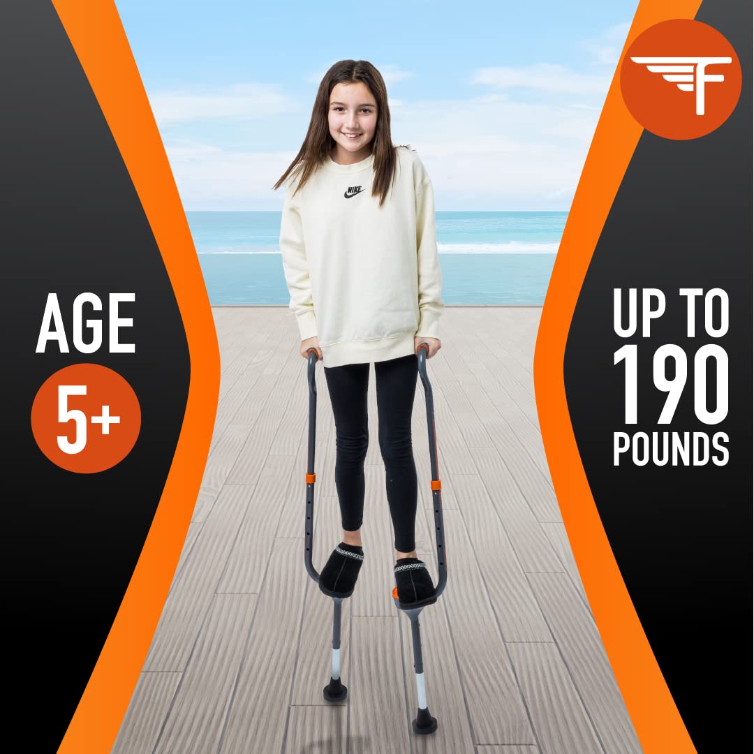 Flybar Maverick Walking Stilts for Kids - 5 Adjustable Heights, Sturdy, Easy Assembly, Wide Non-Slip Rubber Bottom Tip, Foam Gri