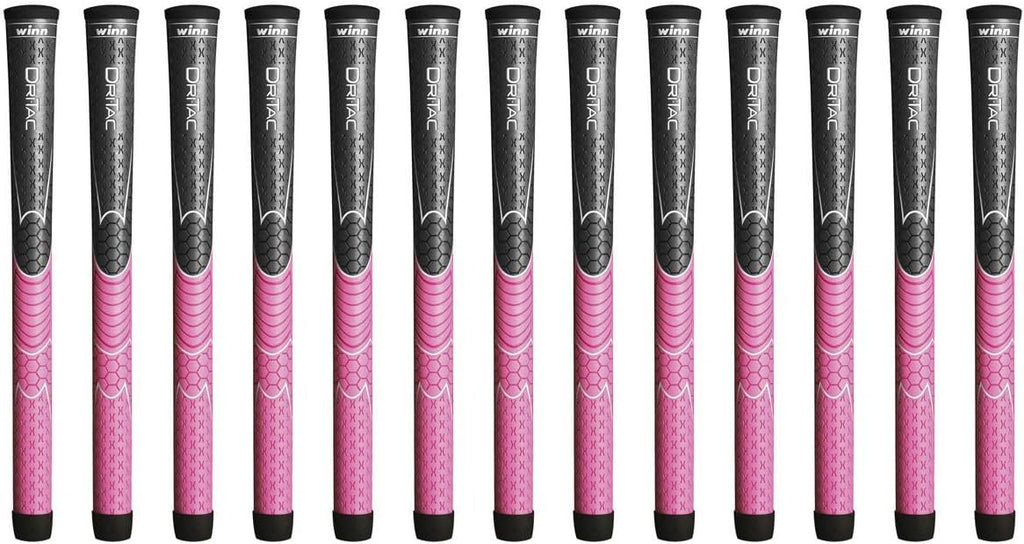 Winn Grips Dri-Tac 13 Piece Ladies/Men'S Undersize (-1/32'') Dark Gray/Pink Golf Grip Bundle
