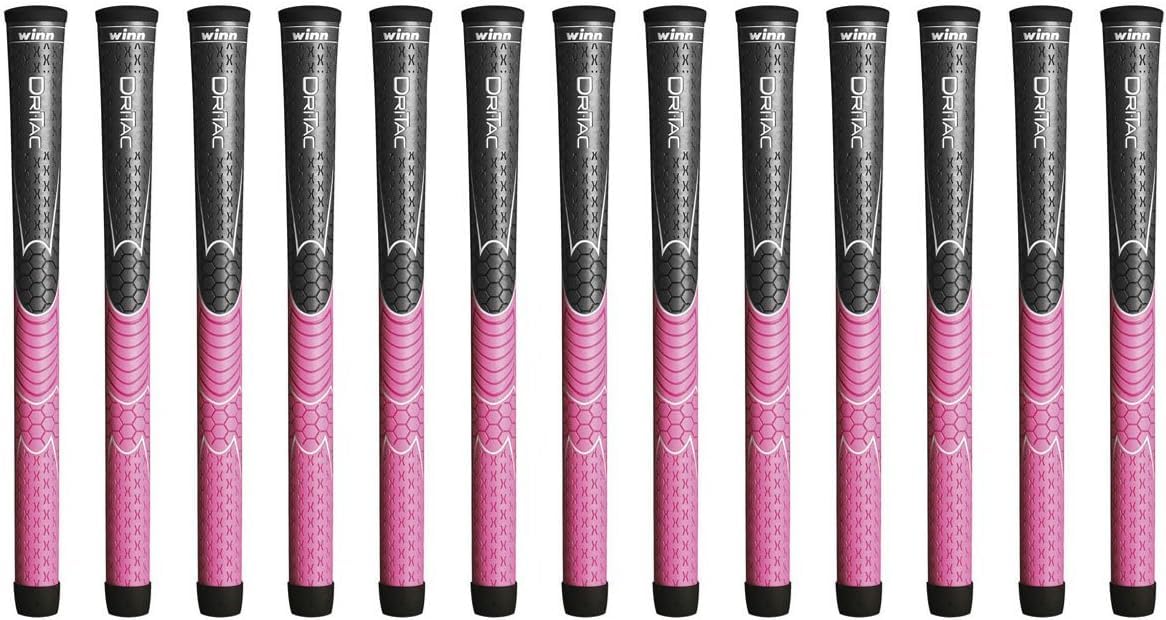 Winn Grips Dri-Tac 13 Piece Ladies/Men'S Undersize (-1/32'') Dark Gray/Pink Golf Grip Bundle