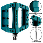 Rockbros Lightweight Mountain Bike Pedals Nylon Fiber Bicycle Platform Pedals For Bmx Mtb 9/16'' (Blue)