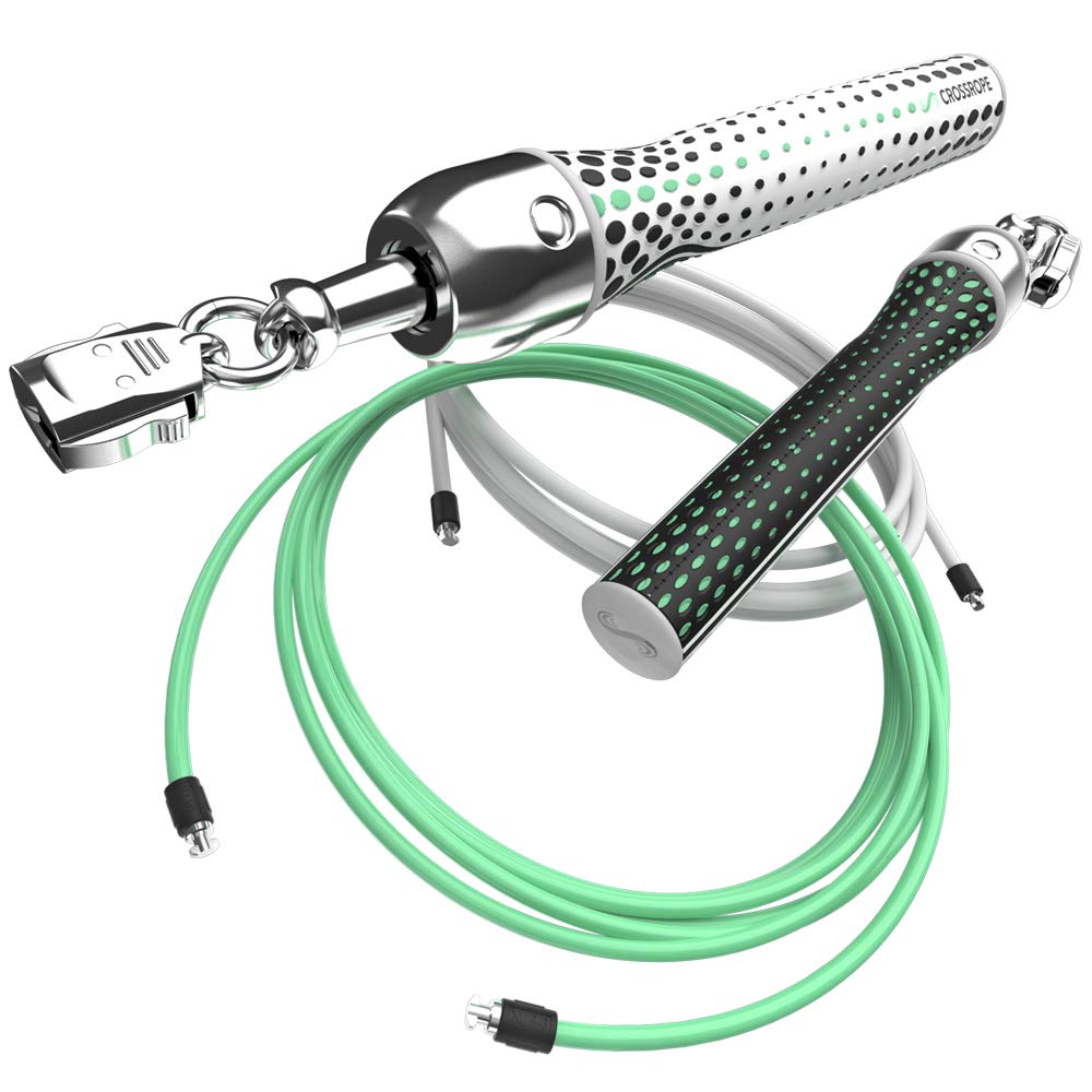 Crossrope Get Lean Set - Weighted Jump Rope- 1/4 Lb And 1/2 Lb Ropes - Slim Handles - Large