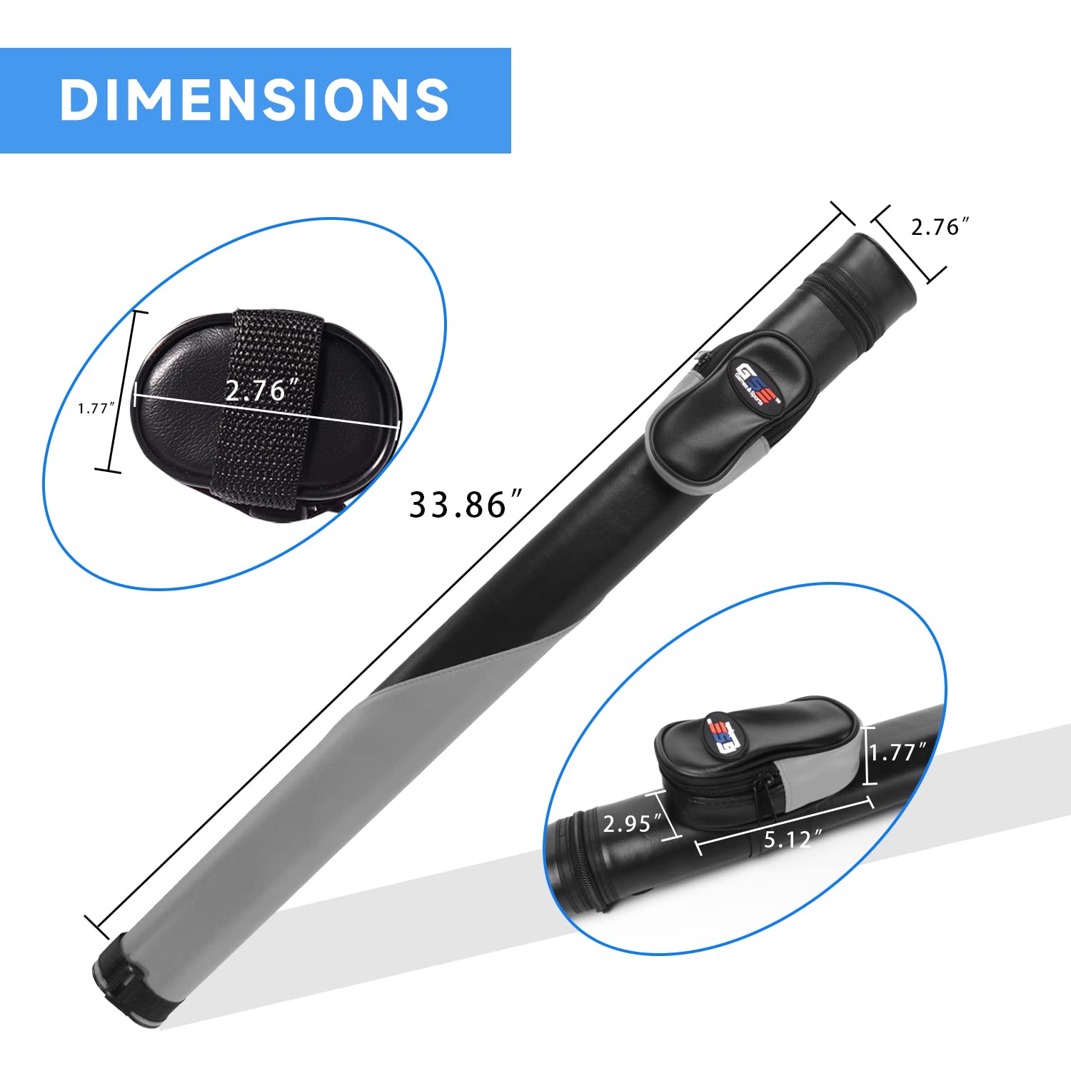 Gse Billiard Cue Cases, 1X1 Deluxe Hard Billiard Pool Cue Stick Carrying Case, Pool Billiards Accessories (Black/Grey)