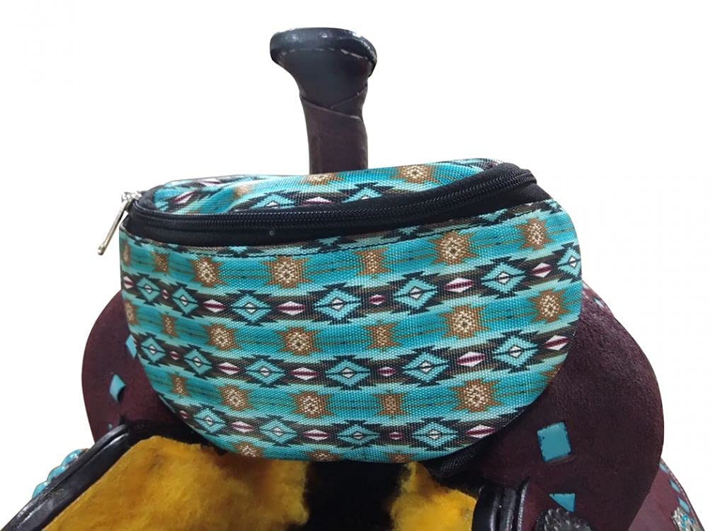 Showman Teal Southwest Design Insulated Nylon Saddle Pouch