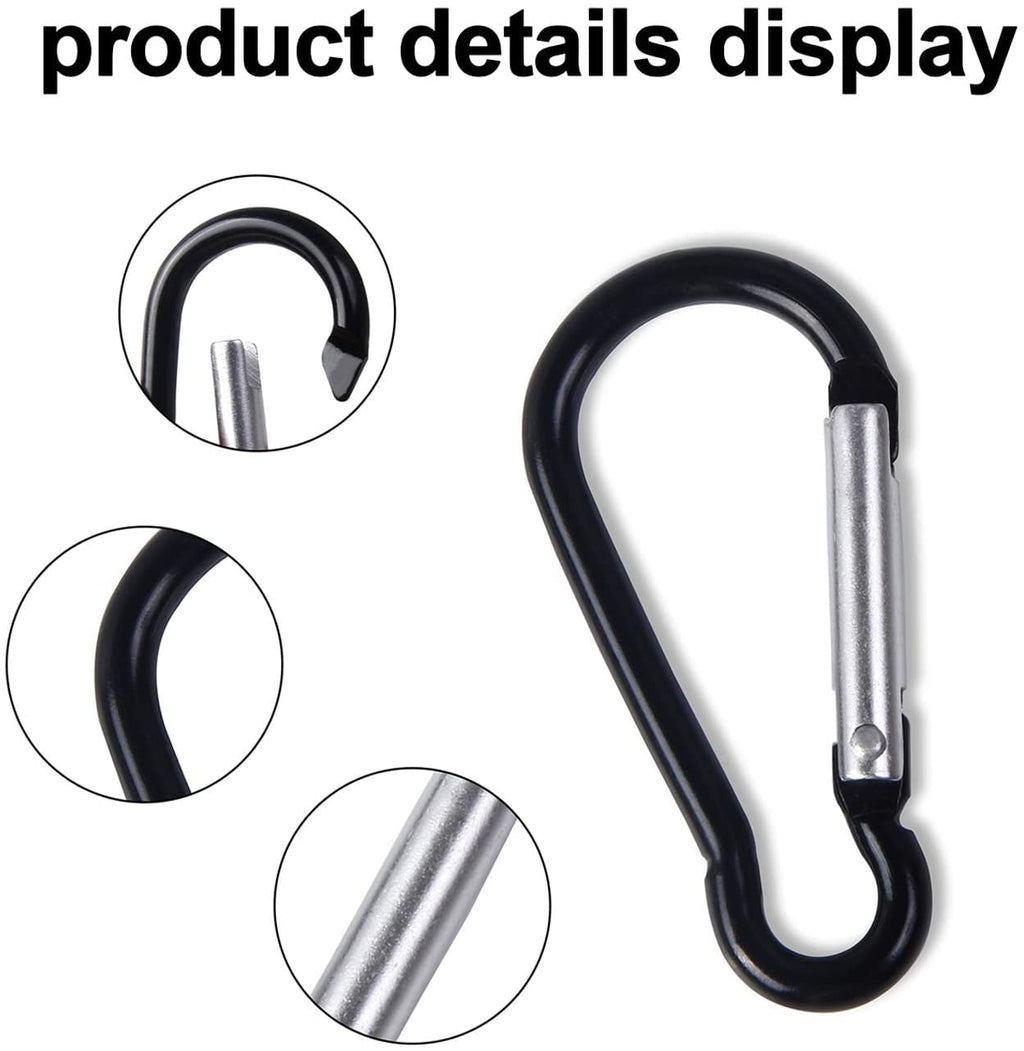 H&W 1.8 32 Pcs Small Carabiner Clip, Carabiner Keychain Gourd Ring 8 Colors,Aluminum Durable Spring Snap Hook With Gift Steel Ri