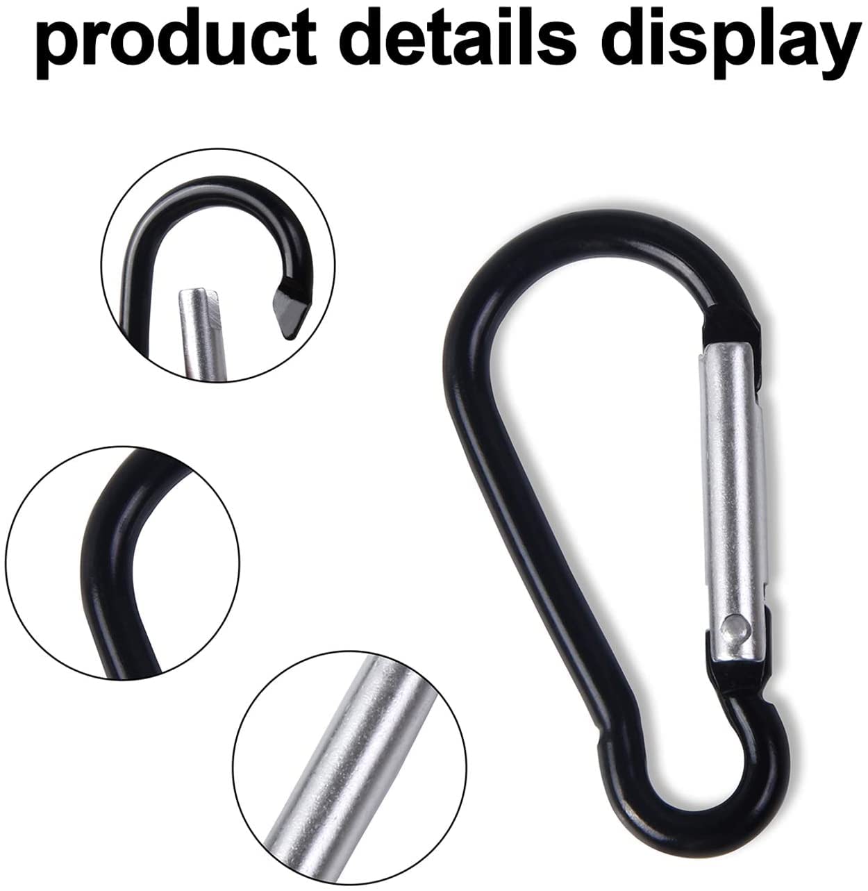 H&W 1.8 32 Pcs Small Carabiner Clip, Carabiner Keychain Gourd Ring 8 Colors,Aluminum Durable Spring Snap Hook With Gift Steel Ri