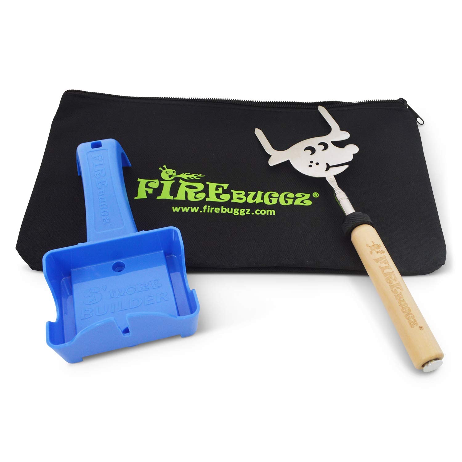 Firebuggz S?Ore Fork With S?Ore Builder - Sausage Telescoping 34 Inch Marshmallow Roasting Sticks Extending For Campfire Firepit