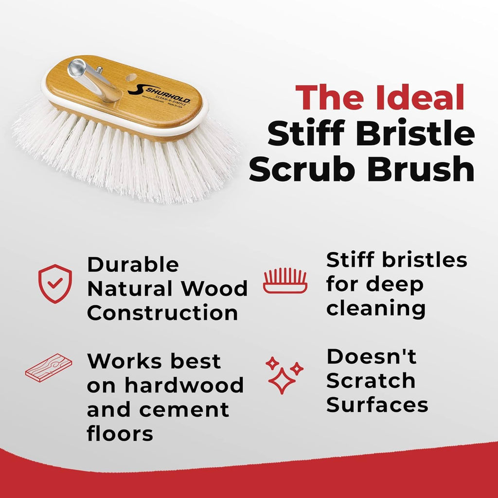Shurhold 950 6'' Deck Brush With Extra Stiff White Polypropylene Bristles