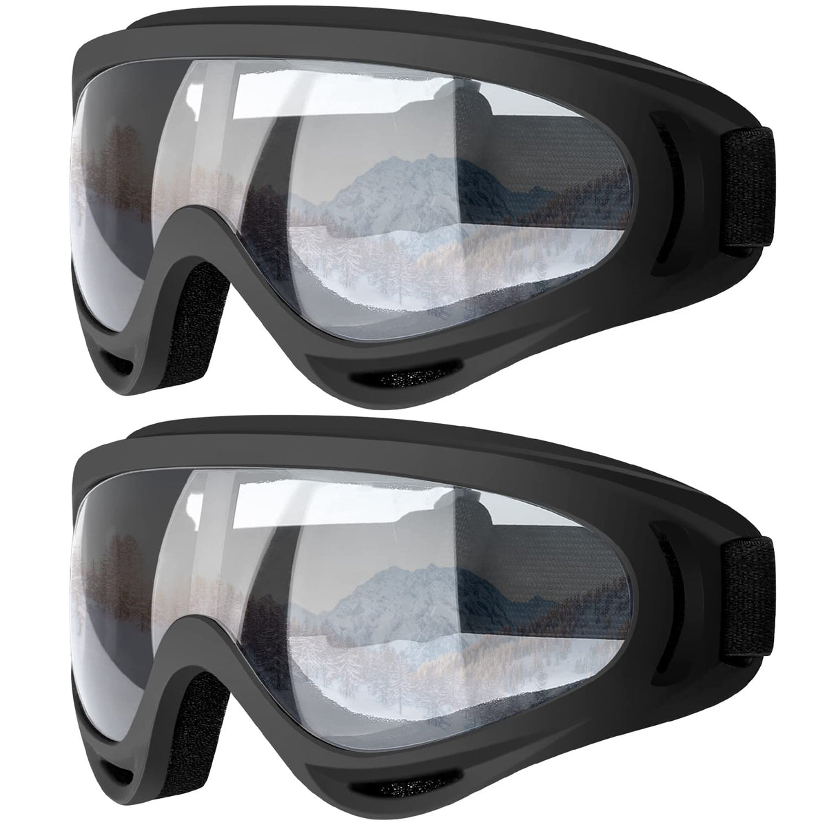 COOLOO Ski Goggles, 2 Pack Snow Goggles Snowboard Goggles for Men Women Kids  UV Protection Foam AntiScratch Dustproof