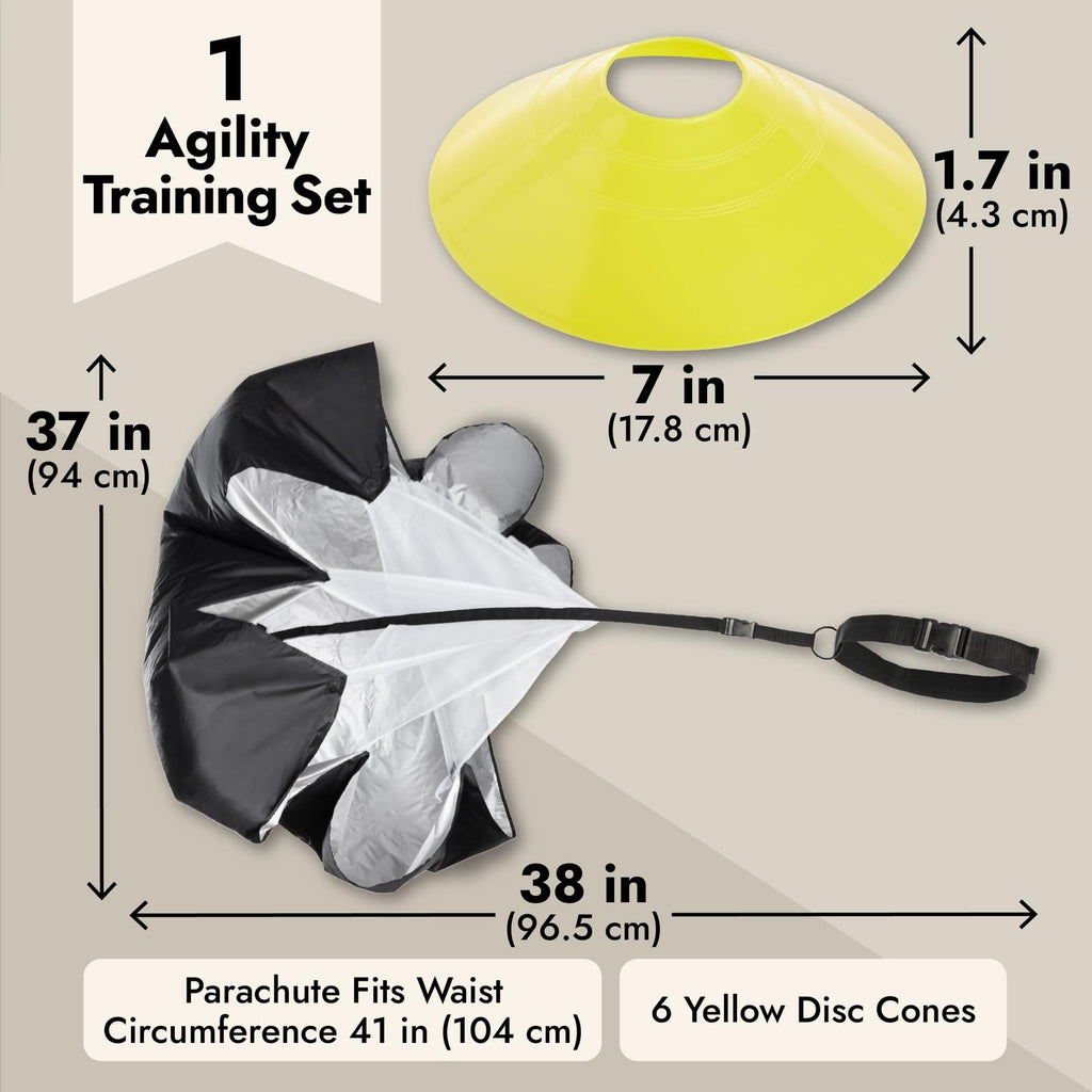 Juvale Agility Ladder Workout Equipment With 6 Speed Training Cones And Resistance Parachute, Footwork Skills Drill Gear For Foo