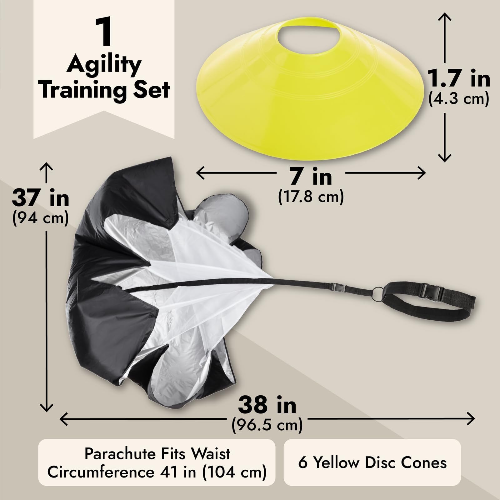 Juvale Agility Ladder Workout Equipment With 6 Speed Training Cones And Resistance Parachute, Footwork Skills Drill Gear For Foo