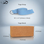Jbm 2 Pack Yoga Blocks With Strap Cork Yoga Block Yoga Brick, Heavy-Duty Cork Yoga Block To Support And Deepen Poses, Lightweigh