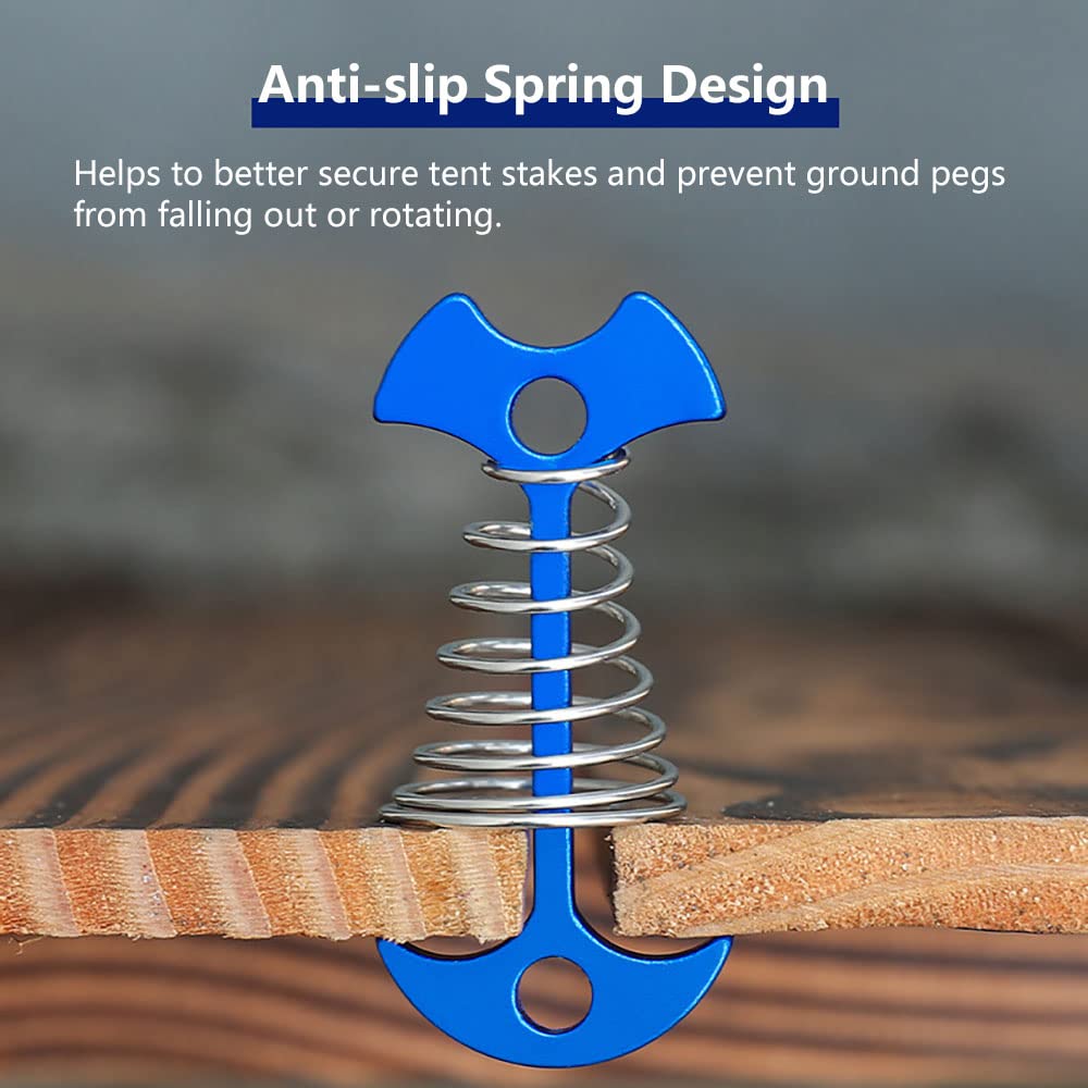Fishbone Deck Anchor Pegs With Carabiners, Aluminium Deck Tent Stakes With Spring Buckle Aluminium Deck Windproof Tent Stakes Fo
