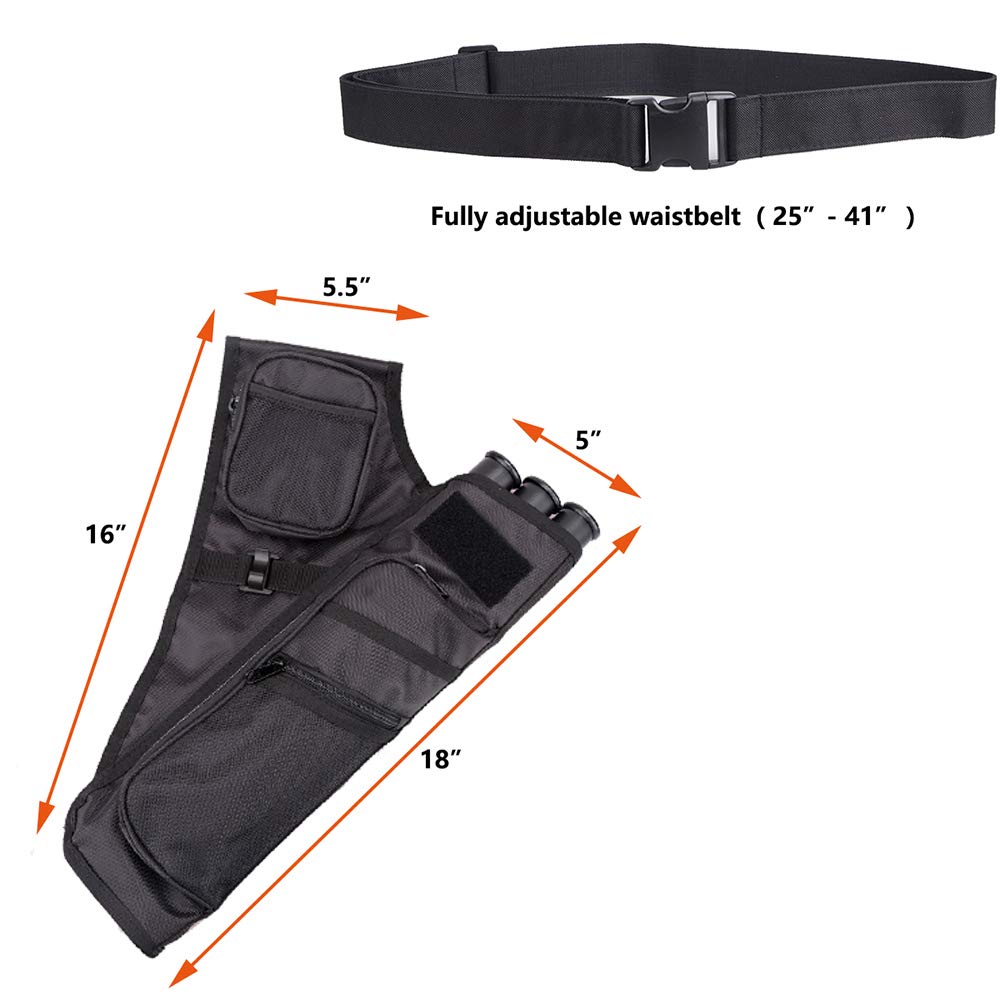 Xtacer 3 Tube Hip Quiver Hunting Training Camo Archery Arrow Quiver Holder Bow Belt Waist Hanged Target Quiver (Black -3 Tube)