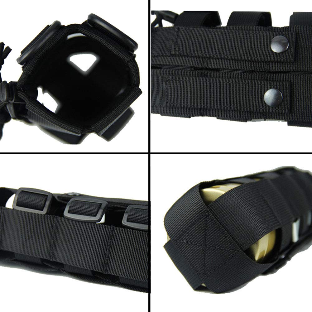 Patiosguard Tactical Water Bottle Pouch For Molle Systems, Adjustable Outdoor Sports Kettle Carrier Holder (Black)