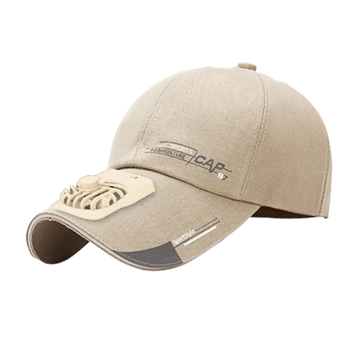 Atorse Outdoor Cooling Fan Hat Baseball Cap Sun Hat Outdoor Camping Light Khaki