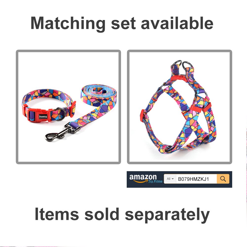 Ihoming Dog Collar And Leash Set For Daily Outdoor Walking Running Training, Geometric Design For Medium Boys Girls Dogs Cats Pe
