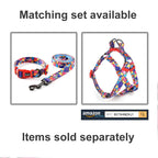 Ihoming Dog Collar And Leash Set For Daily Outdoor Walking Running Training, Geometric Design For Medium Boys Girls Dogs Cats Pe
