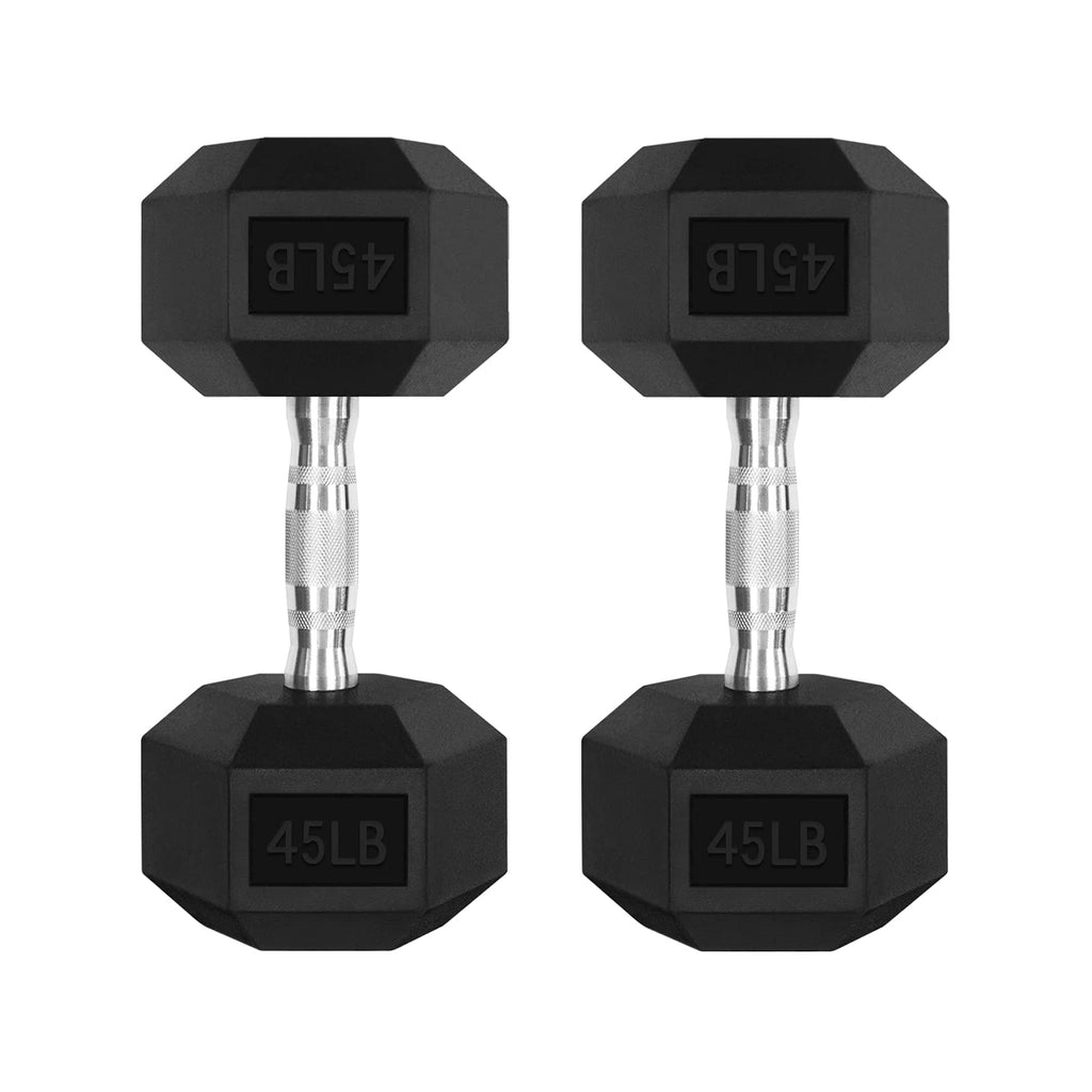 Ritfit 45Lb Dumbbells Set Of 2 Rubber Encased Dumbbell Sets With Optional Rack For Home Gym, Coated Hand Weights For Strength Tr