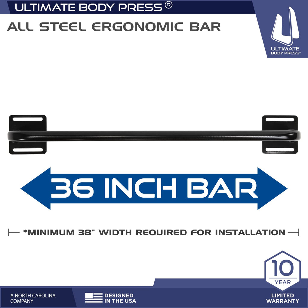 Ultimate Body Press Wall Mounted Doorway Pull Up Bar - Classic Straight Bar, Black, (Wmpd-S)