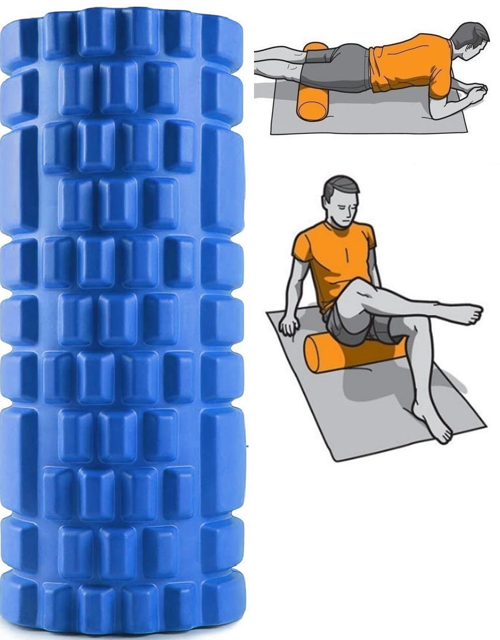 B Vibes High Density EVA Grid Foam Roller for Deep Tissue Muscle Massage & Recovery | Trigger Point Exercise Roller | Yoga, Pila